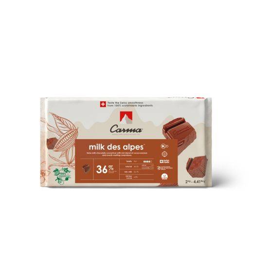 MILCH COUVERTURE - MILK DES ALPES 36% - BLOCK - 2KG FLOW PACK
