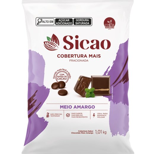 Sicao Mais Cobertura Fracionada Meio Amargo - 1,01Kg Gotas