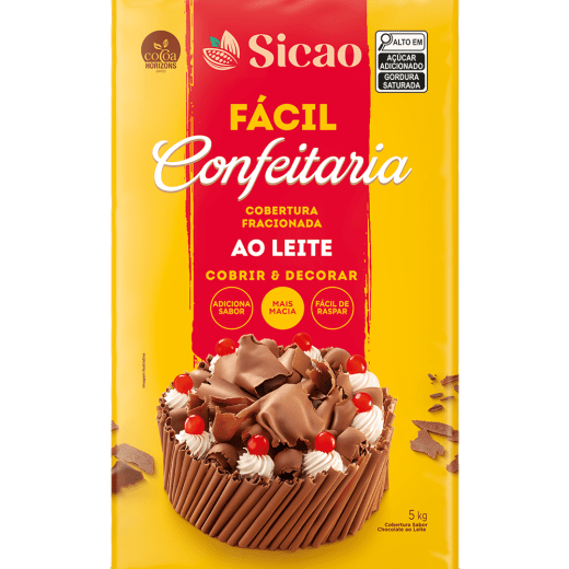 Cobertura Fracionada Sabor Chocolate ao Leite Sicao Fácil Confeitaria - Barra 5kg