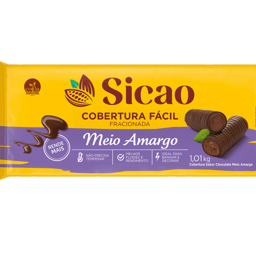 Cobertura Fracionada Sabor Chcolate Meio Amargo Sicao Fácil - Barra 1,01 kg