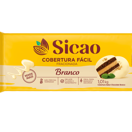 Cobertura Fracionada Sabor Chocolate Branco Sicao Fácil - Barra 1,01 kg