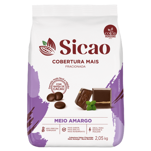 Cobertura Fracionada Sabor Chocolate Meio Amargo Sicao Mais - 2,05 kg