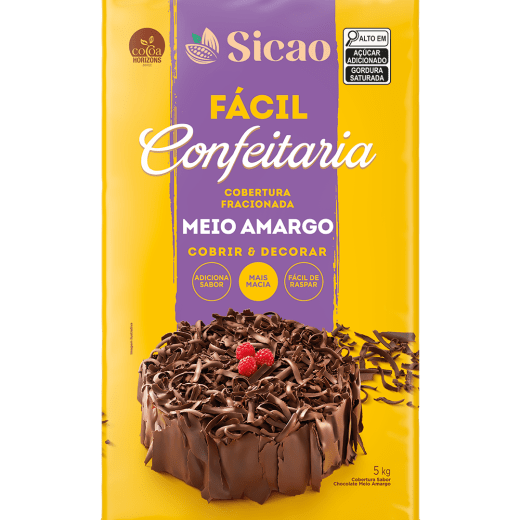 Cobertura Fracionada Sabor Chocolate Meio Amargo Sicao Fácil Confeitaria
