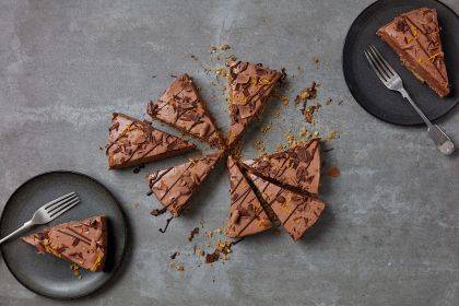 Sharing dessert - chocolate orange cheesecake