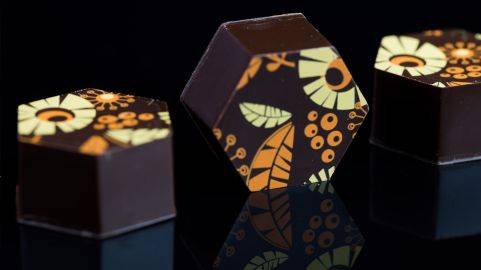 Haiti Ganache with spiced mango caramel